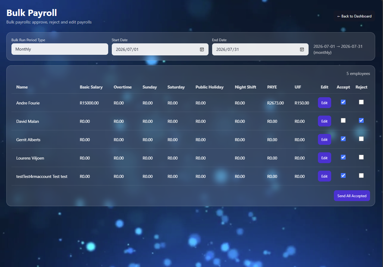 Payroll management payslip preview screenshot